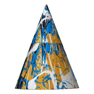 Colourful dripping paint: graffiti wall. party hat