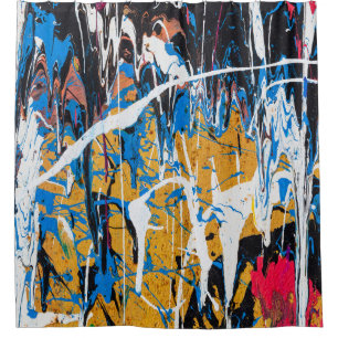 Colourful dripping paint: graffiti wall. shower curtain