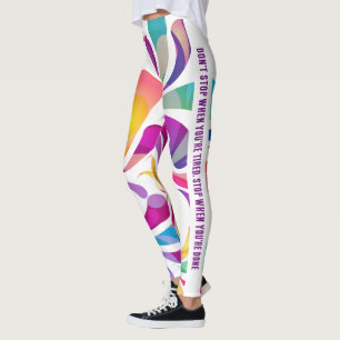 Colourful drop pattern motivation quote active leggings