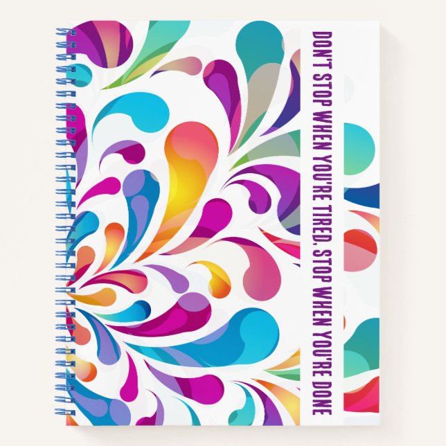 Colourful drop pattern | motivation quote notebook (Front)