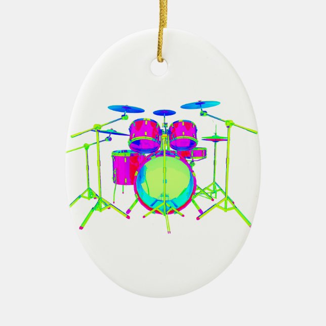 Colourful Drum Kit Ceramic Tree Decoration (Front)