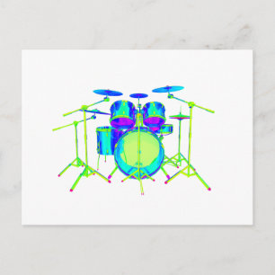 Colourful Drum Kit Postcard