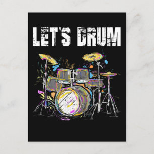 Colourful Drum Set with Drumsticks Postcard