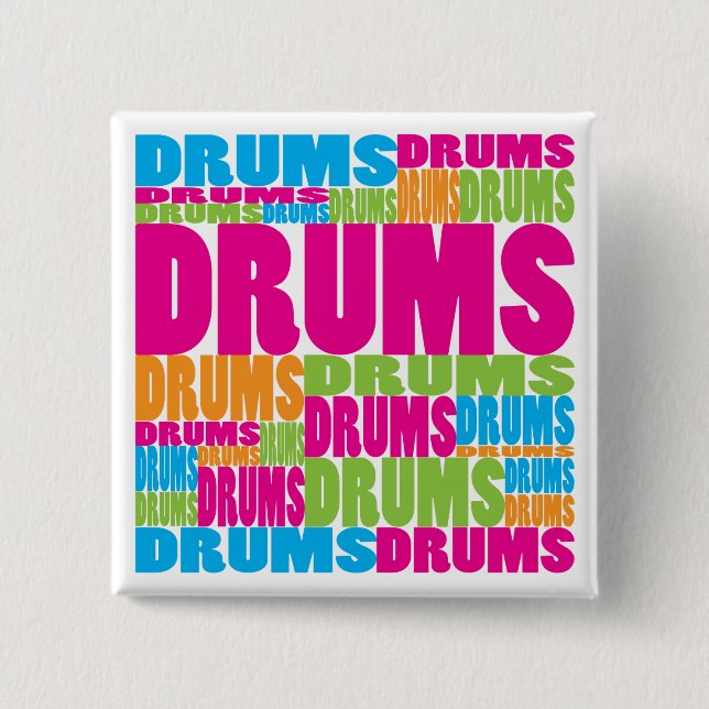 Colourful Drums 15 Cm Square Badge (Front)