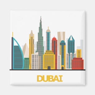 colourful Dubai cartoon landscape Magnet