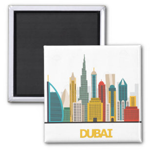 colourful Dubai cartoon landscape Magnet