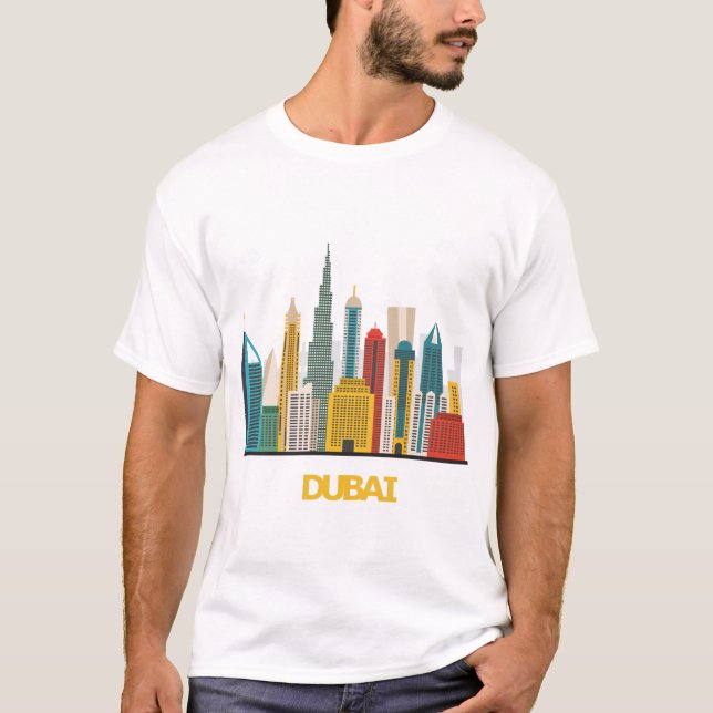 colourful Dubai cartoon landscape T-Shirt (Front)