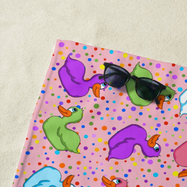 Colourful Ducks Beach Towel (In Situ)