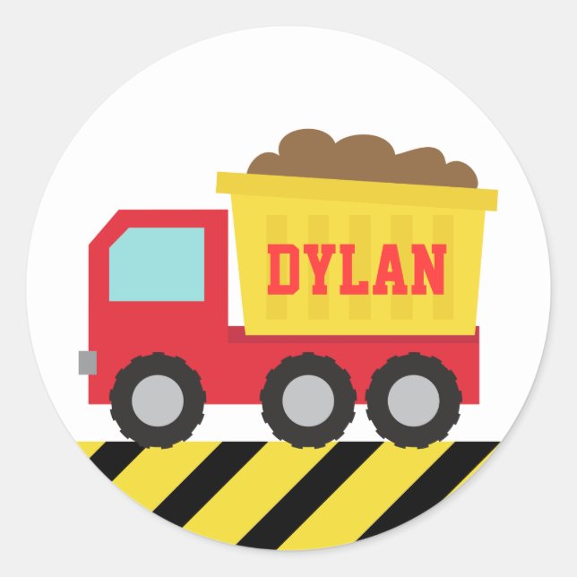 Colourful Dump Truck, Construction Vehicle for Boy Classic Round Sticker (Front)