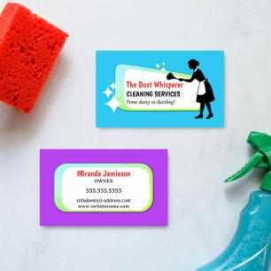 Colourful Dusting Maid Professional Cleaning Busin Business Card