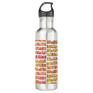 Colourful Dutch Houses Amsterdam Pattern Quirky 710 Ml Water Bottle