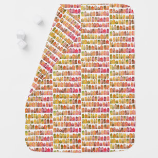 Colourful Dutch Houses Amsterdam Quirky Pattern Baby Blanket