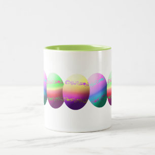 Colourful Dyed Easter Eggs Two-Tone Coffee Mug