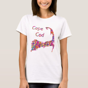 Colourful Dynamic Heart-Filled Map of Cape Cod T-Shirt