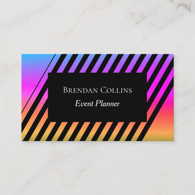 Colourful Dynamic Striped Modern Business Card (Front)
