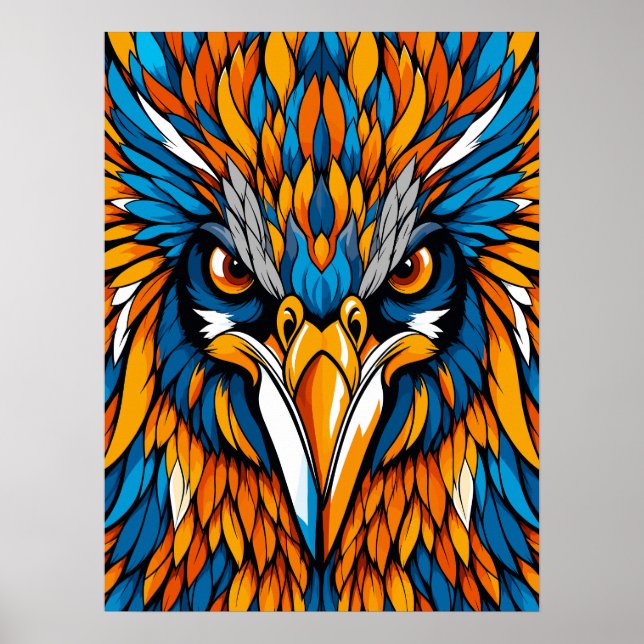 Colourful Eagle Portrait Abstract Poster (Front)