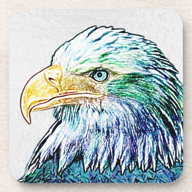 Colourful Eagle Sketch Coaster (Front)