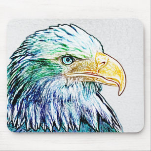 Colourful Eagle Sketch Mouse Mat