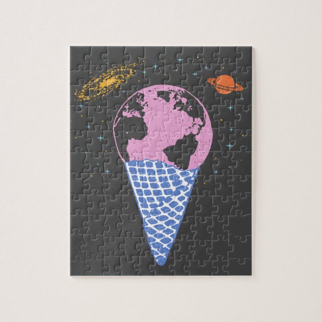 Colourful Earth and Universe Ice Cream Cone Artwor Jigsaw Puzzle (Vertical)