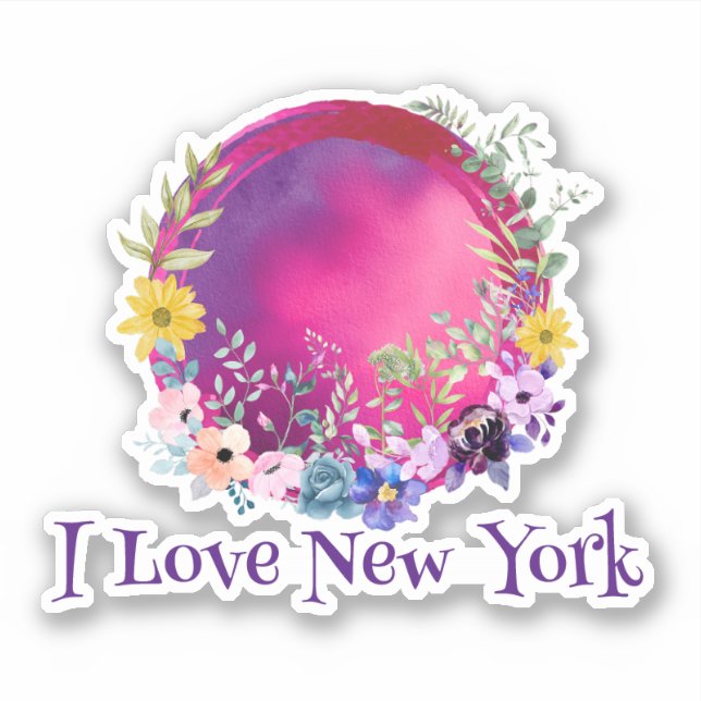 Colourful Earth I Love New York Sticker (Front)