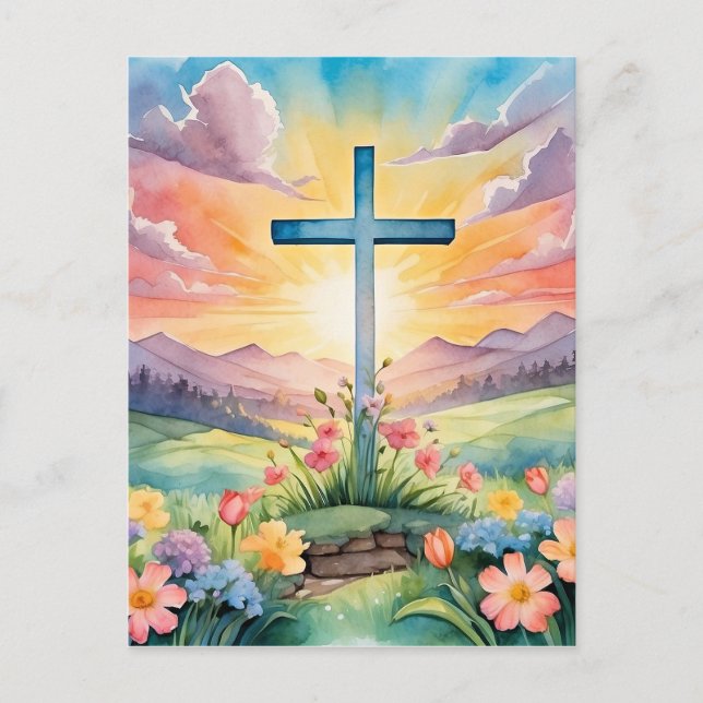 Colourful Easter Art Postcard (Front)