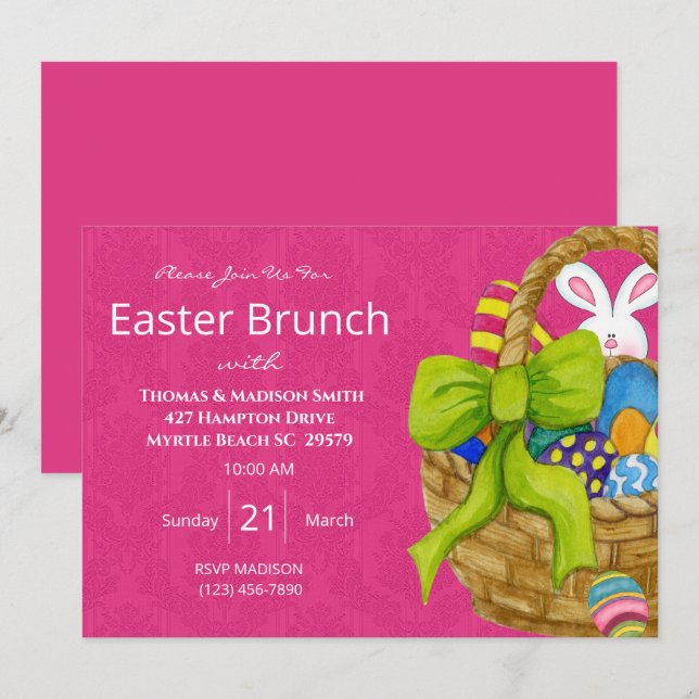 Colourful Easter Basket Brunch Invitation (Front/Back)