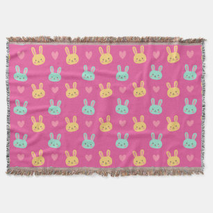 Colourful Easter Bunnies Pattern   Throw Blanket