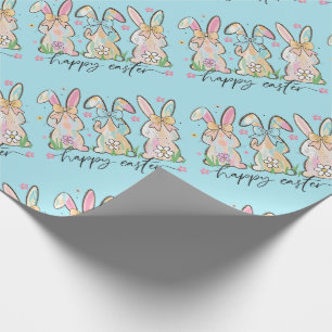 Colourful Easter Bunnies with Bows Wrapping Paper