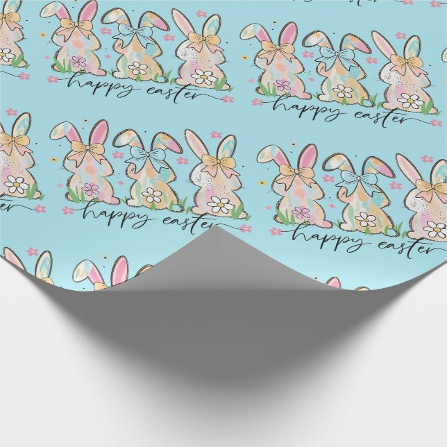 Colourful Easter Bunnies with Bows Wrapping Paper (Corner)