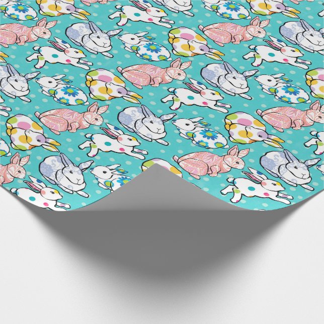 Colourful Easter Bunnies Wrapping Paper (Corner)
