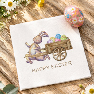 Colourful Easter Bunny and Easter Egg Cart Napkin