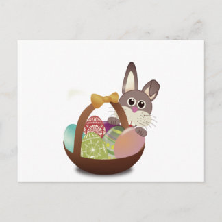 Colourful Easter Bunny And Eggs Holiday Postcard