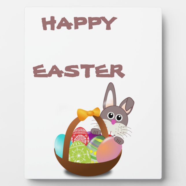 Colourful Easter Bunny And Eggs Plaque (Front)