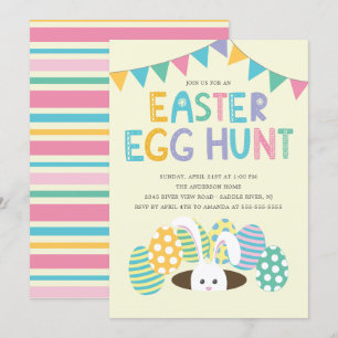 Colourful Easter Bunny Easter Egg Hunt Party Invitation
