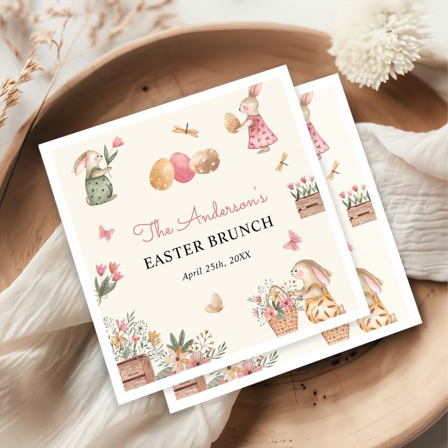 Colourful Easter Bunny Easter Egg Hunt Party Napkin (Creator Uploaded)