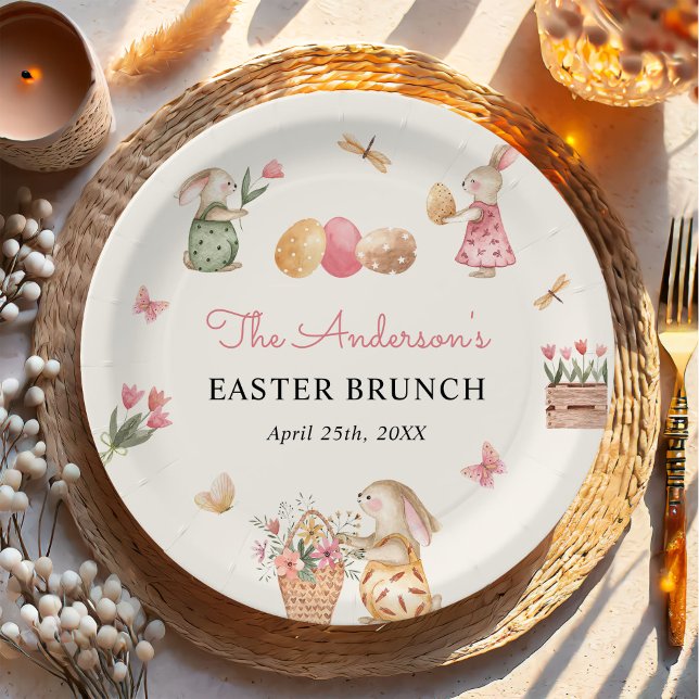 Colourful Easter Bunny Easter Egg Hunt Party Paper Plate (Creator Uploaded)