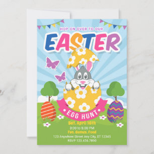 Colourful Easter Bunny Egg Hunt Invitation