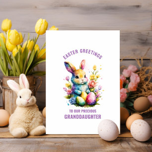 Colourful Easter Bunny Granddaughter Greeting Card