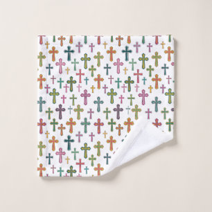 Colourful Easter cross patterned Wash Cloth