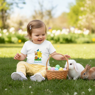 Colourful Easter Daffodils and Rabbit Baby T-Shirt