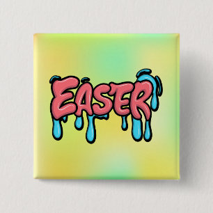 Colourful Easter Drip Text Graffiti Style Design 15 Cm Square Badge