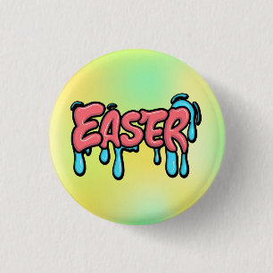 Colourful Easter Drip Text Graffiti Style Design 3 Cm Round Badge