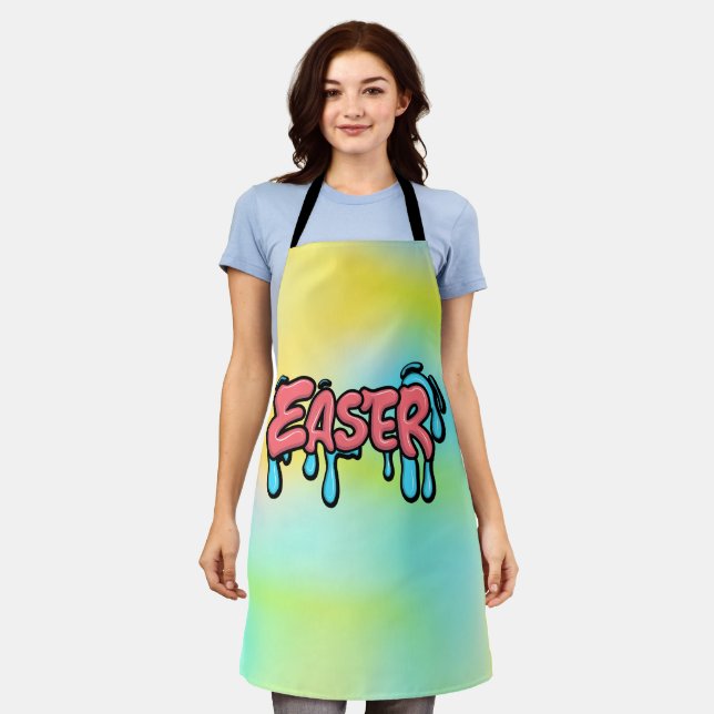 Colourful Easter Drip Text Graffiti Style Design Apron (Worn)