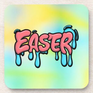 Colourful Easter Drip Text Graffiti Style Design Coaster
