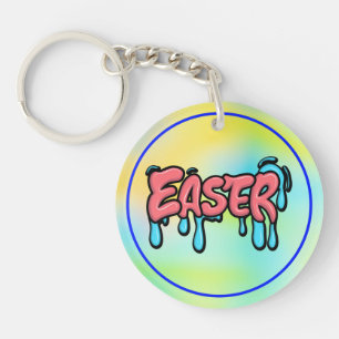 Colourful Easter Drip Text Graffiti Style Design Key Ring