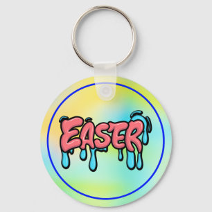 Colourful Easter Drip Text Graffiti Style Design Key Ring