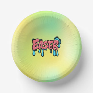 Colourful Easter Drip Text Graffiti Style Design Paper Plate