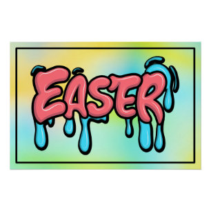 Colourful Easter Drip Text Graffiti Style Design Poster