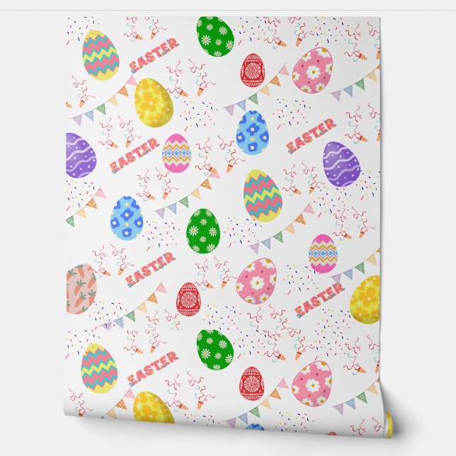 Colourful Easter Egg and Spring Bunting Pattern  Wallpaper (Unrolling)