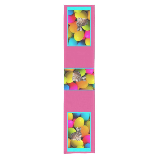 Colourful Easter Egg Bunny Tablerunner Short Table Runner (Front)